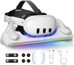 VR -laadimisraam Meta Quest 3 / Oculus Quest 3 jaoks, laadimine dokibaasiga RGB -lambiga Quest 3 VR k&otilde;rvaklappide ja kontrolleri jaoks