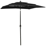 vidaXL 3-realine p&auml;ikesevari alumiiniumpostiga, must, 2x2 m