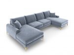Pehme nurgadiivan Mazzini Sofas Madara 6S, helesinine/kuldne v&auml;rv
