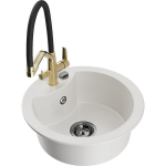 &Uuml;hekordne graniidist valamu Mexen Diego k&ouml;&ouml;gisegistiga Duo, valge - 6512-20-671701-57-B