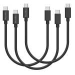 Lot 3 kaableid 20cm USB-C USB-C mustad Sony Xperia 1 / Xperia 5 / Xperia 10 Phonillico&reg; jaoks