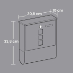 XXL postkast, 11 x 37 x 37 cm, roostevaba teras ajalehehoidjaga