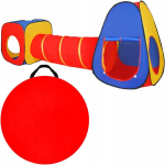Laste telgikomplekt KRUZZEL 3in1 &ndash; Tipi + Tunnel + Maja, iselaienduv, 288x94x70 cm, koos kotiga