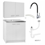 Komplekt k&ouml;&ouml;gikapp valge seisev 80cm + seinakapp must segistuskraan