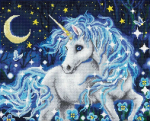 Teemantmosaiik Moonlight Unicorn, 52x42 cm