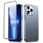 Joyroom 360 Full Case front and back cover for iPhone 13 Pro + tempered glass screen protector grey (JR-BP935 tranish) (Grey)