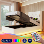 &Uuml;he inimese voodi h&uuml;draulika, USB-C, LED-ga, 90x200 cm, valge, 1 tk