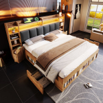 Topwood voodi LED, USB-C, sahtlitega, 160x200 cm, 1 tk