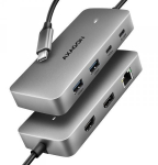 Axagon dokkimisjaam HMC-CUB83X2 1 HDMI, 1 DisplayPort, 2 USB 3.2, 1 USB-C, 15 cm toitekaabel, Must