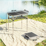 Kaasaskantav laud 60x40x26-60 cm must alumiinium
