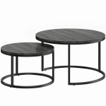 Kohvilaudade komplekt, pesastuvad abilaudade komplekt, 78,5x78,5x46,5 cm, must metall