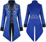 Meeste frakk, gooti stiilis steampunk-kost&uuml;&uuml;m, elegantne sinine kuub, suurus L &mdash; viktoriaanlik kost&uuml;&uuml;m, sametist pintsak, karnevalikost&uuml;&uuml;m, meeste jakk, cosplay riided, halloween kost&uuml;&uuml;m, ajalooline mantel