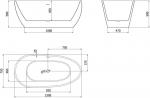 Mexen Eos vabas seisev vann 150 x 75 cm, valge, must &uuml;levool - 52471507500-70