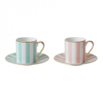 Espresso kruus alustassiga, Stripy, Bombay Duck, piparm&uuml;nt/roosa, 2 tk.