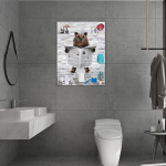 Seinapilt Plakat Naljakas Karu Raamita Dekoratiivne 50x70 cm &mdash; vannitoa pildid, loomadega seinakaunistus, kaasaegne l&otilde;uenditr&uuml;kk, naljakad kodupostrid, magamistoa huumor, minimalistlik karupilt