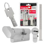 Tvardy Luku silinderi nupuga T01404, 30/40G mm, alumiinium, messing, 3 v&otilde;tit, 50000 ts&uuml;klit, kinnituskruvi kaasas