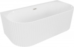 Mexen Sella vabas seisev, seinapealne gofreeritud vann 150 x 75 cm, valge l&auml;ige, harjatud nikkel &uuml;levool - 52711507500-97, 150 x 75 cm