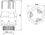 Mexen Uni-Term radiaatori termostaatiline pea, must - W908-002-70, M30 x 1,5 mm