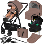 3-in-1-k&auml;rur kuni 22 kg, h&auml;ll/spordiosa/istmeosa &ndash; Lionelo Bianka Beige Taupe + autokinnitus Astrid I-Size Base Plus