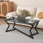 Kohvilaud 110x55x44.5 cm Hall Must Karastatud Klaas Metall