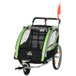 Laste jalgrattahaagis 2-in-1, k&auml;ru funktsiooniga kuni 26,4 kg, roheline