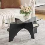 Ovaalne laud, karastatud klaas, MDF, 104,9x60x35,6 cm, 1 tk