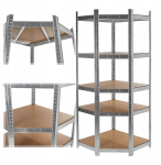 Geko Nurgahylly G10875A 180 cm, 40 cm, 70 cm, 175 kg, 5 riiulit, 0.55 mm tsinkteras teras, 4 mm MDF, 2 terasest risti riiuli