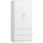 Riidekapp, 2 ust, 2 sahtlit, 80 x 55 x 177,5 cm, valge