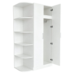 Valge riidekapp, 90 &times; 55 &times; 170 cm, 2 ust, k&uuml;lgmised avatud riiulid, riputusala, MDF, magamistuppa ja riiete hoiustamiseks