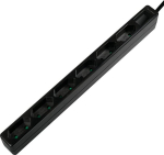 Logilink 6 pistikupesaga pikendusjuhe, 1,5m, must