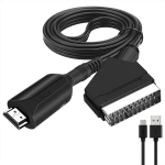 SCART-HDMI adapter, must, 1080P HD videomuundur