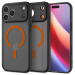 iPhone 17 Pro Max musta ja oranžine Spigeni kaitse&uuml;mbris