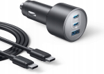Anker USB-C 167,5 W Max 3-pordiline autolaadija USB-C USB-A + kaablid