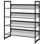 Jalatsiriiul, 4 riiulit, metallist, 72 &times; 30 &times; 82,7 cm, must