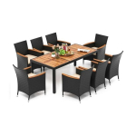 Rotangist aiam&ouml;&ouml;bli komplekt 9 osa Laud 190x91x74 cm Pruun/Looduslik