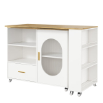 Valge k&ouml;&ouml;gisaar 120x60x90 cm 360-kraadise p&ouml;&ouml;rleva t&ouml;&ouml;pinna 3 riiuli 2 ukse ja 9 rattaga k&ouml;&ouml;ki ja kodus