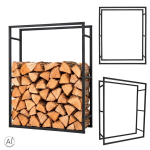 K&uuml;ttepuude riiul Ikonka kaminapuude hoidik 80x25x100 cm must