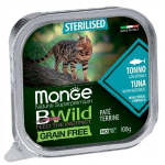 Monge BWild Cat Grain Free Adult steriliseeritud kassidele, praetud pasteet tuunikala ja k&ouml;&ouml;giviljadega 100g