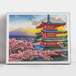 Teemantmosaiigi komplekt 40x50 cm. "Tokio - Chureito Pagoda"
