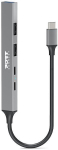 Port Connect USB-C Hub 900163, 1xUSB-C, 1xUSB-C (toite), 2xUSB-A 2.0, 1xUSB-A 3.2, 100W, alumiiniumkorpus, &otilde;huke disain