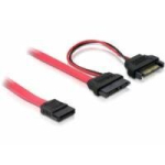 Delock SATA kaabel Slim 13pin 84418, 0.5m, 1x13pin, 2x7+15pin, 5V, k&otilde;vakettad, punane