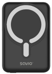 Akupank Savio POWERBANK BA-12, 10000 mAh, 38.5 Wh, 20 W, 15 W juhtmevaba, USB-C, magnetiline, must
