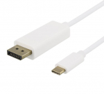 USB-C - DisplayPort kaabel Deltaco 4K UHD, kullatud pistikud, 2m, valge / USBC-DP201-K ​​​​/ 00140016