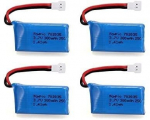 4 t&uuml;kki 3.7v, 380mAh laetavad Lipo akud Rc Quadricopter Drones HUBSAN X4 H107L H107C H107D H107 V252 JXD 385 jaoks