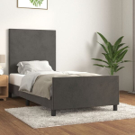 vidaXL voodiraam peatsiga, tumehall, 90x200 cm, samet
