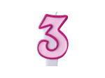 S&uuml;nnip&auml;evak&uuml;&uuml;nal Number 3, roosa, 7 cm, 1 tk.