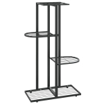 vidaXL 4-korruseline lillealus, 43x22x76 cm, must, metall