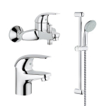 Grohe Euroeco valamu-, veesegisti ja du&scaron;ikomplekt, kroomitud