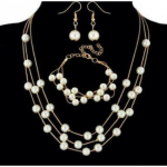 Kaelakee P&auml;rli Boheemia koos k&otilde;rvar&otilde;ngaste ja k&auml;ev&otilde;ruga, kuldne