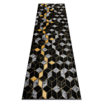 Vaip, Koridorivaibad GLOSS kaasaegne 400B 86 stiilne, glamour, art deco, 3D geomeetriline must / kuld